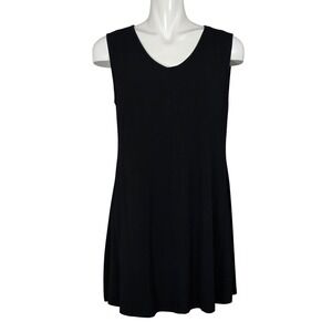 Papa Vancouver Women's Black Sleeveless V-Neck A-Line Mini Dress Large